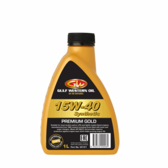 A bottle of15W-40 Synthetic engine oil